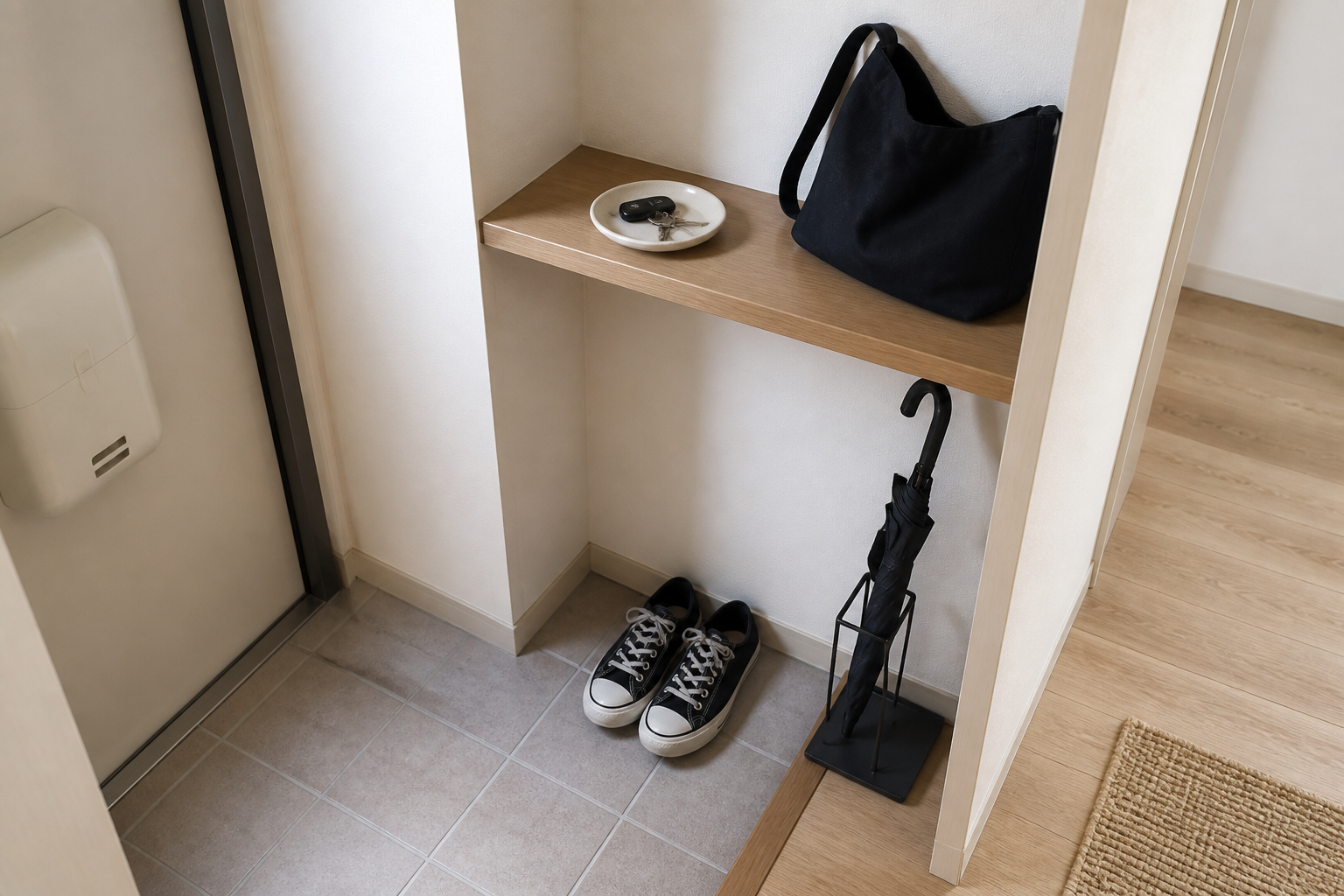今使っている物だけを残した玄関収納