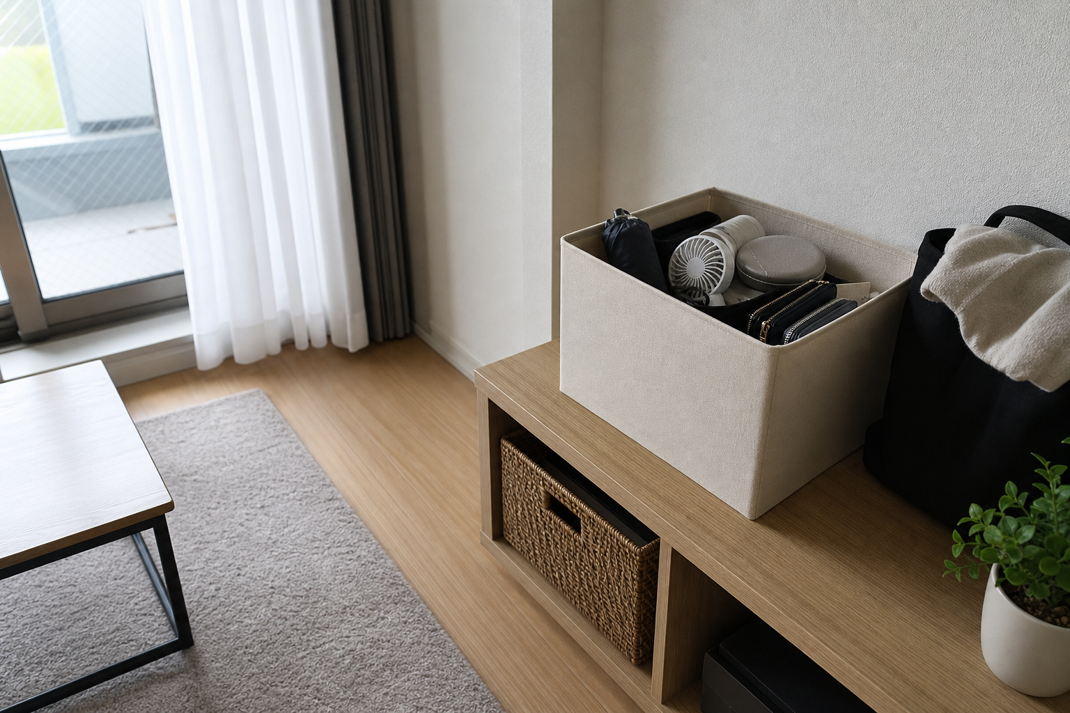 迷う物を一か所にまとめた小さな収納ボックス