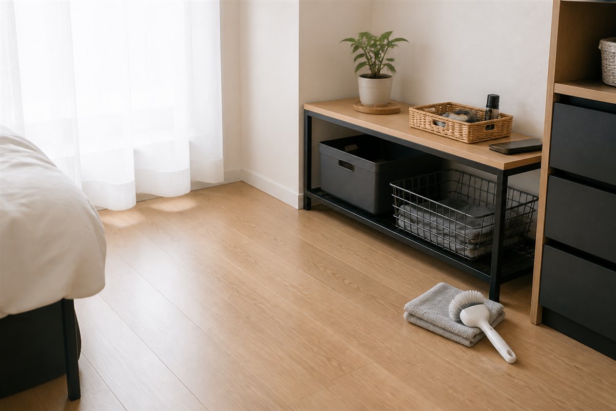 狭い部屋で収納用品を増やさず整えた一角