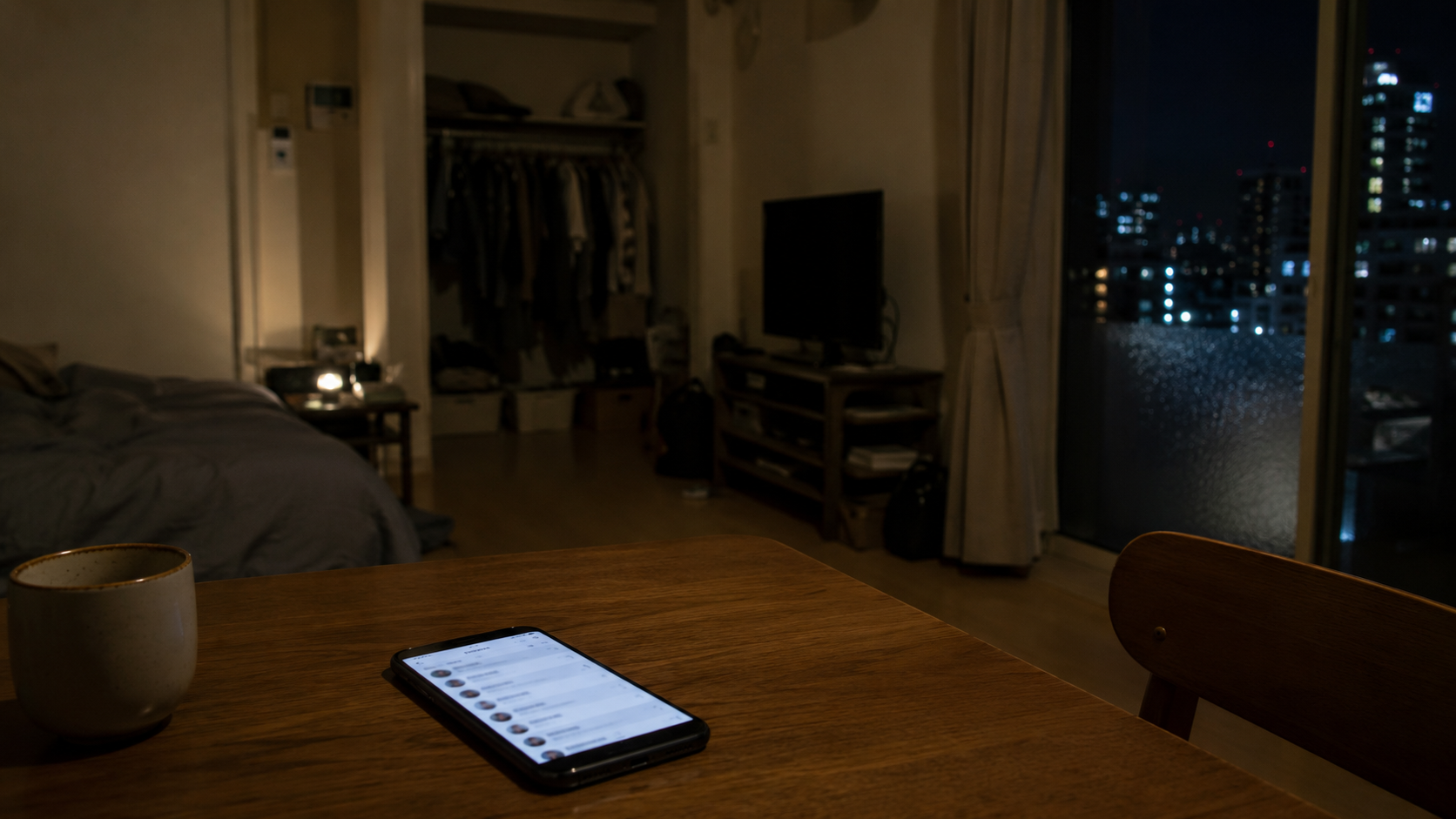 一人の静かな部屋とスマホの連絡先