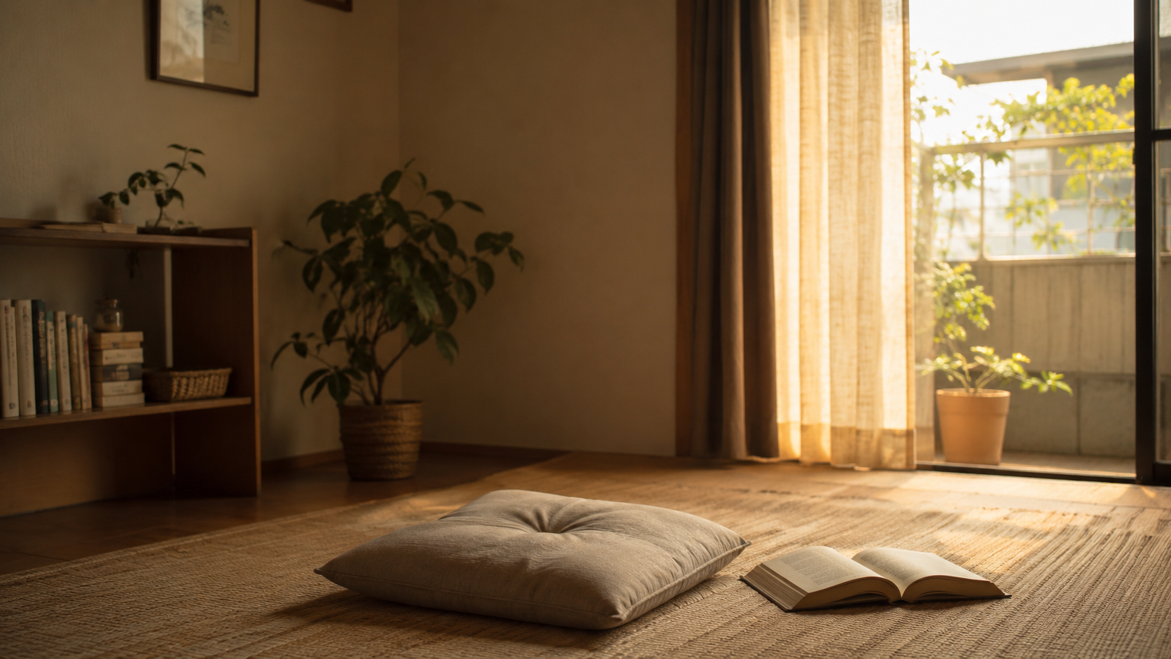 夕方の光が差す静かな部屋、一人の時間と少しずつ仲良くなっていく感覚